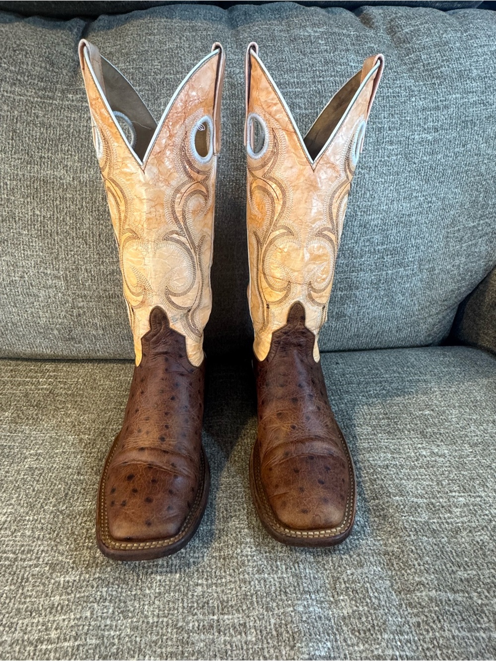 Horse Power Anderson Bean HP1031 ostrich-print embossed cowhide leather Size 6B